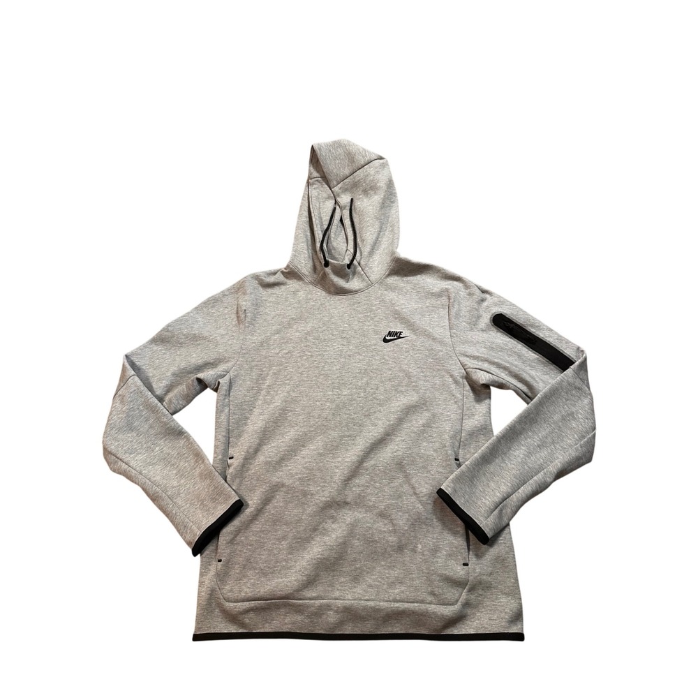 Nike‎ Tech Fleece Mens Pullover Hoodie Grey Black DD5174-063 Size M NWT